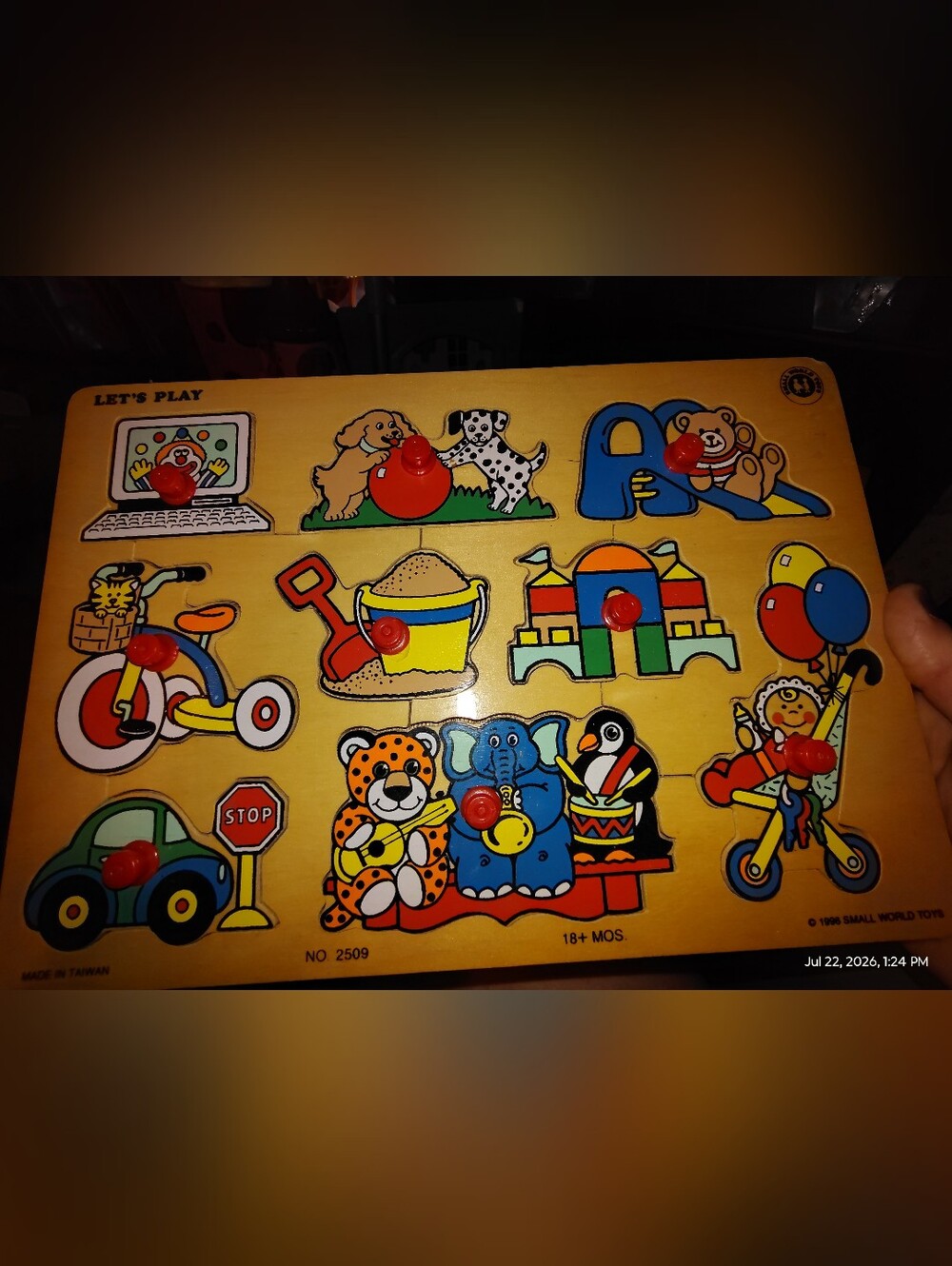 Wooden Peek-and-Place Puzzle Board - Multi Color
